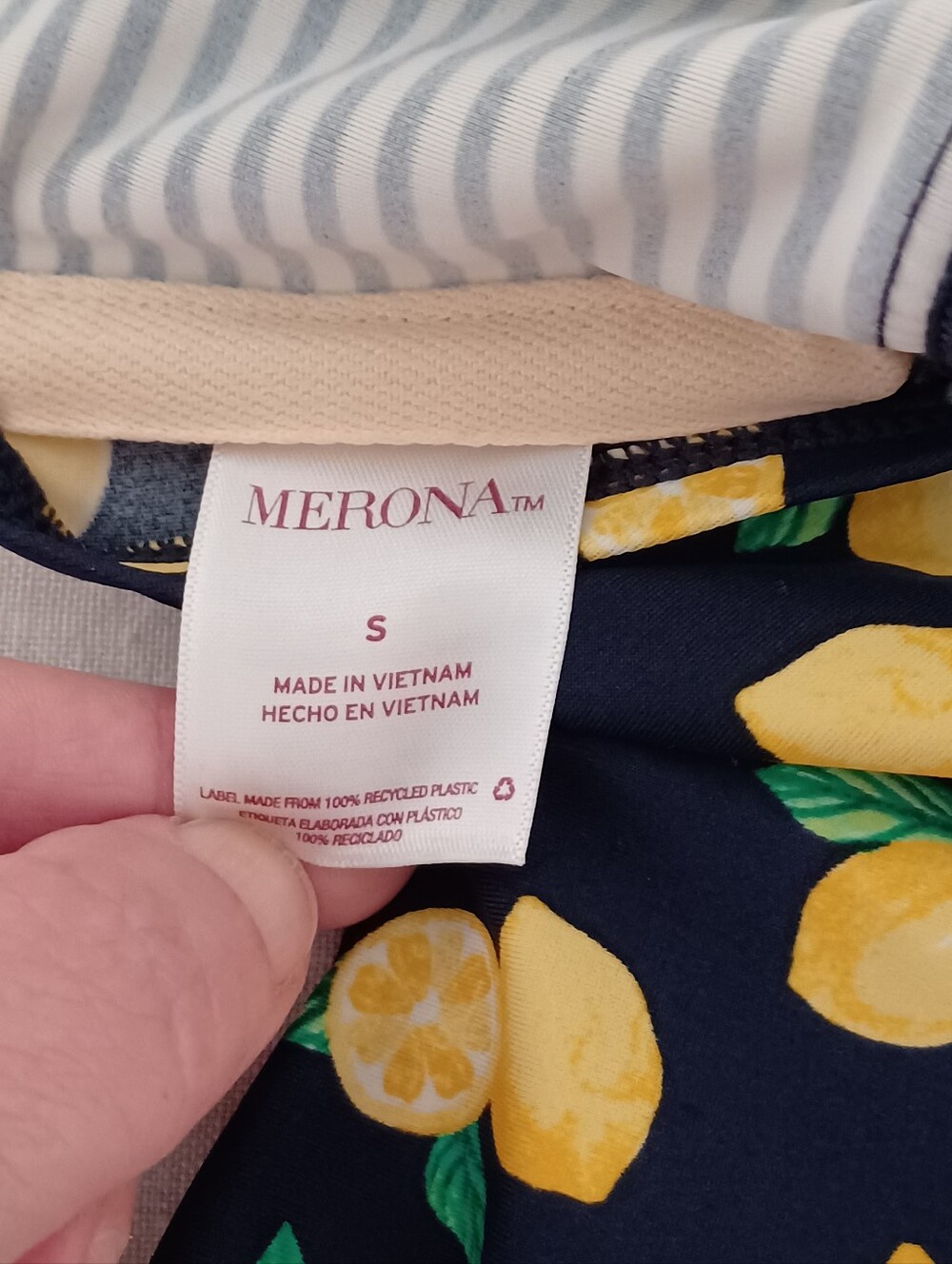 🍋 Merona Retro Lemon & Stripe Halter Tankini Top- Size S - Picture 8 of 8